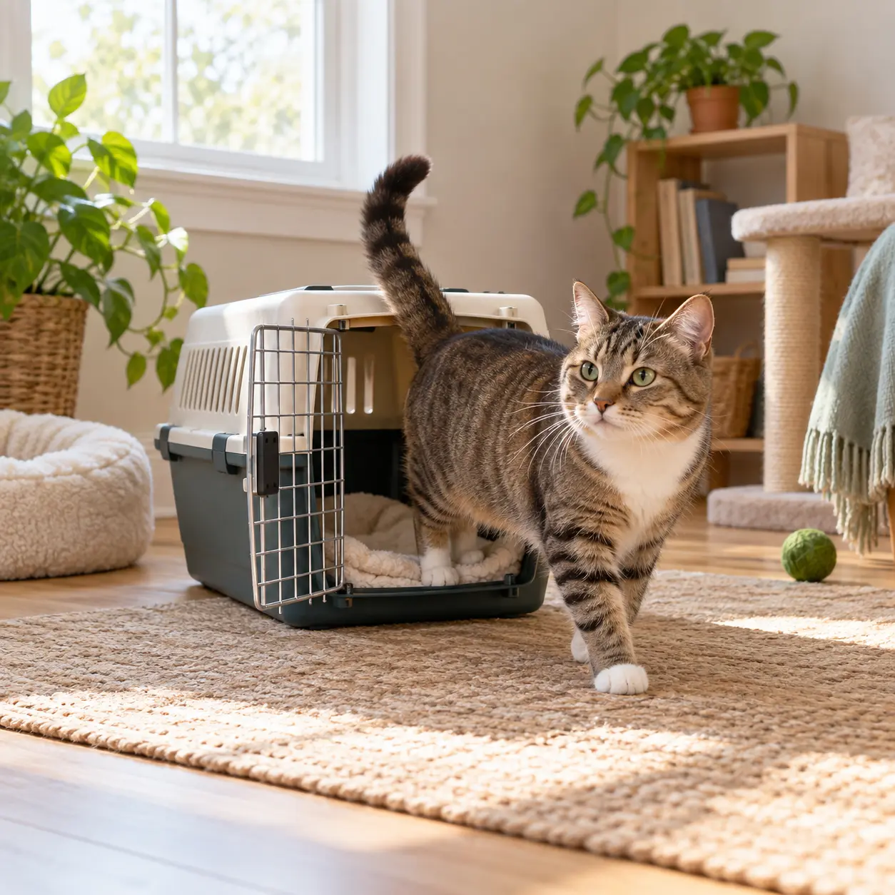 Illustrative cat in a home setting